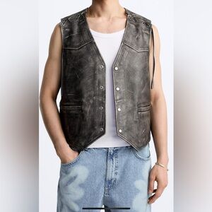 VINTAGE EFFECT LEATHER VEST